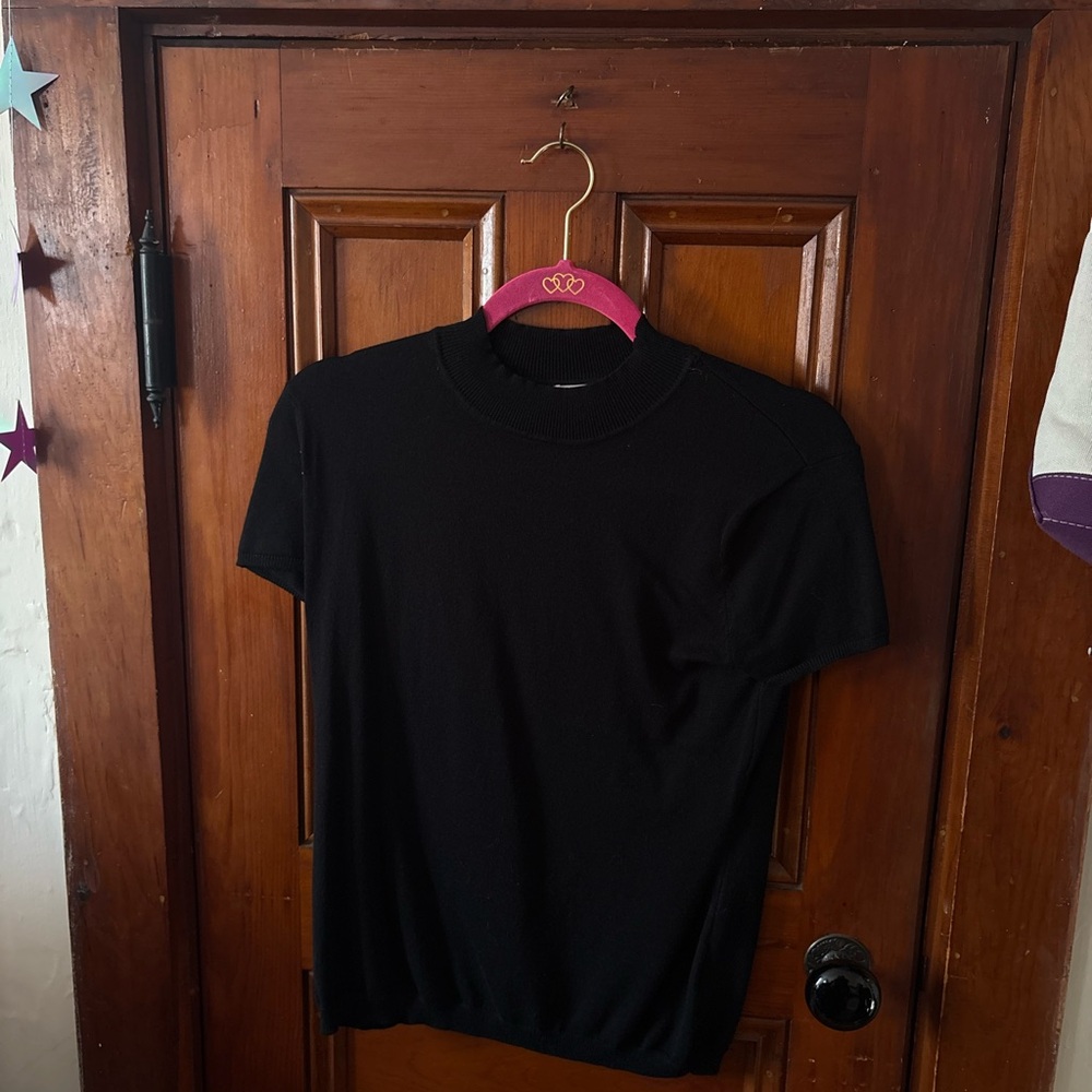 Philosophy Black Short-Sleeve Ribbed Crewneck Tee